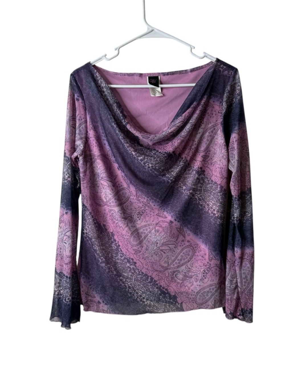Vintage Wrapper Y2K 90s Boho Purple Pink Bandana Print Blouse